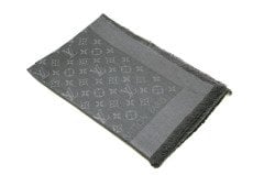 LOUIS VUITTON Grey Monogram Shawl Fringe Trim